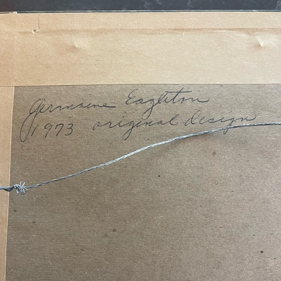 Vintage 1973 Crewel Work Flower Art - Picture 3 of 3